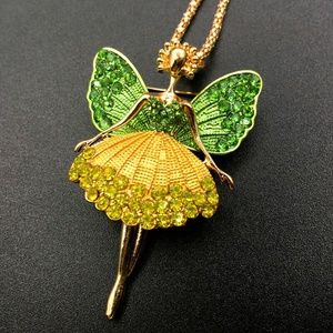 Pretty green/yellow angel/fairy/ballerina necklace